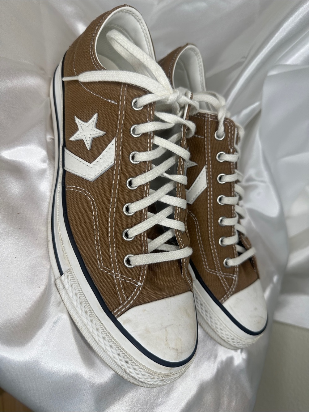 Converse Brown Canvas Low-Top Sneakers with White Accents